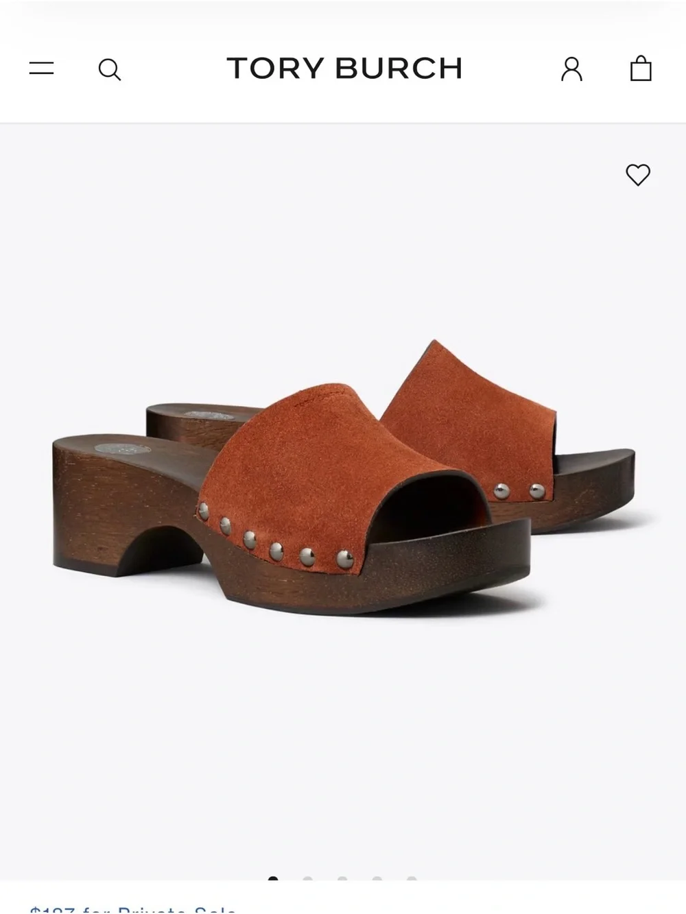 Tory Burch Rust Suede Studded Platform Mules